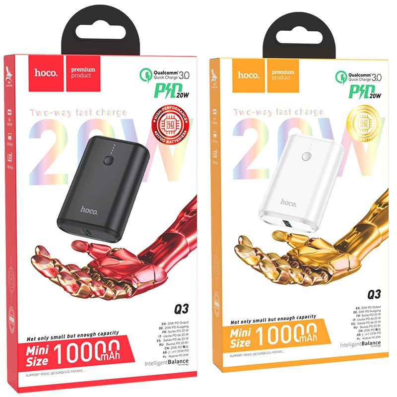 ⚡NowShip⚡ Pin Sạc Dự Phòng Mini Size Siêu Tốc 20W Hoco Q3 New 10000mAh ✔Hỗ Trợ 2 Cổng Sạc Nhanh PD + QC3.0 Chính Hãng