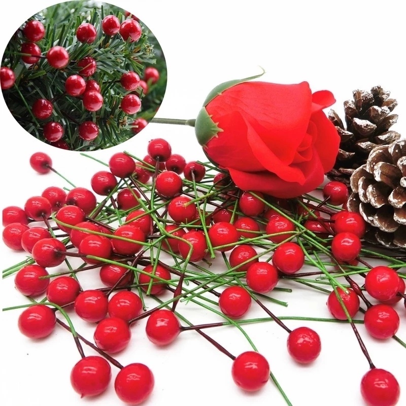 Cành Cherry Berry Nhân Tạo Bằng Nhựa Dùng Trang Trí Giáng Sinh