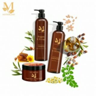 Cặp dầu gội phục hồi tóc chiết xuất dầu Argan và tinh dầu Moringa