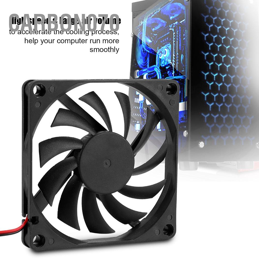 Set 2 Quạt Tản Nhiệt 8cm 12V Bằng Sợi Carbon Không Gây Tiếng Ồn Màu Đen Cho CPU / Máy Tính / Máy Tính