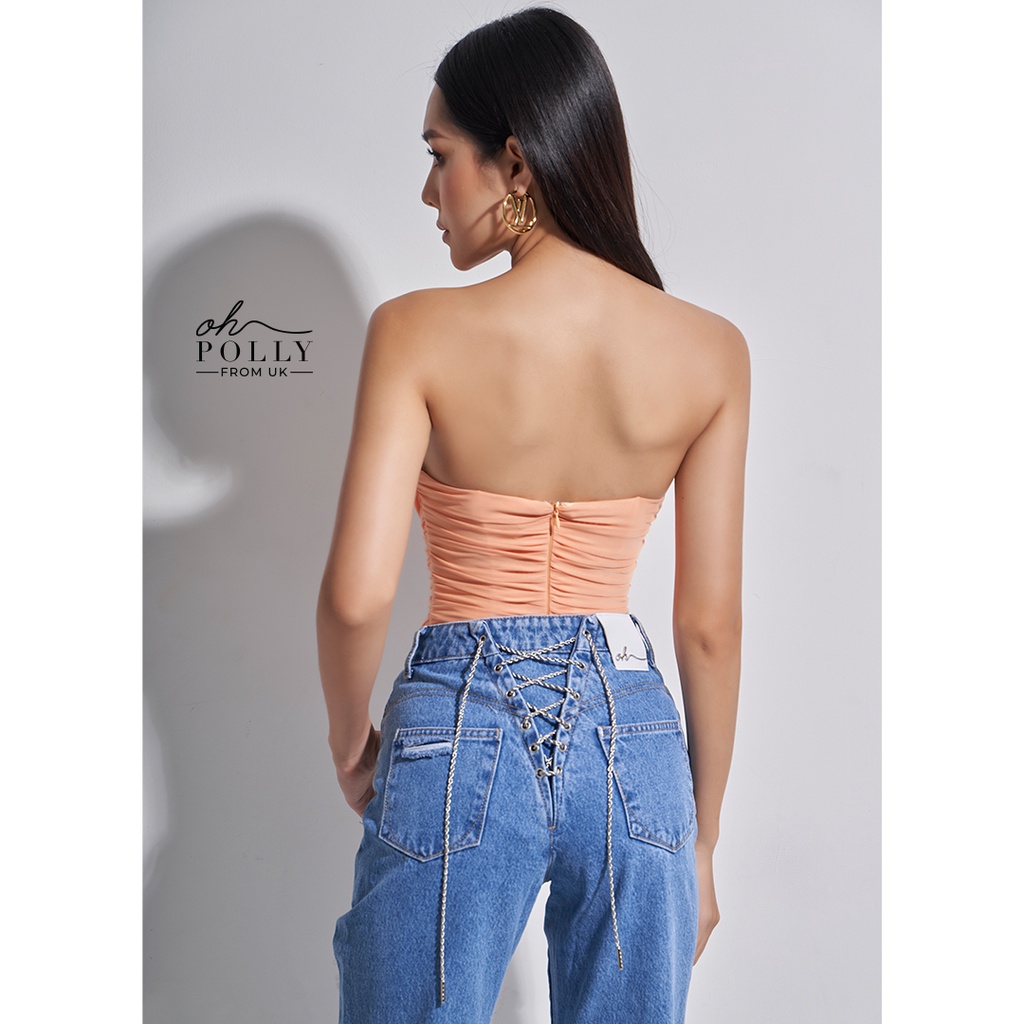 Oh Polly - Bodysuit vải lưới 2 lớp cúp ngực corset sexy