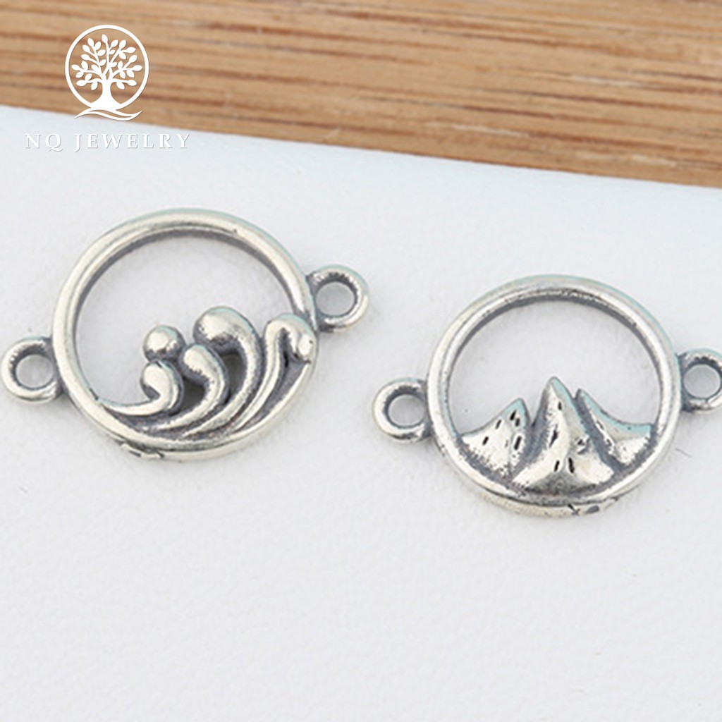 Charm bạc khóa liên kết họa tiết núi và biển - NQ Jewelry