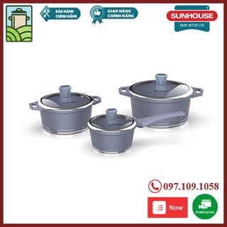 Bộ nồi quánh vân đá đáy từ sunhouse shg2003mma