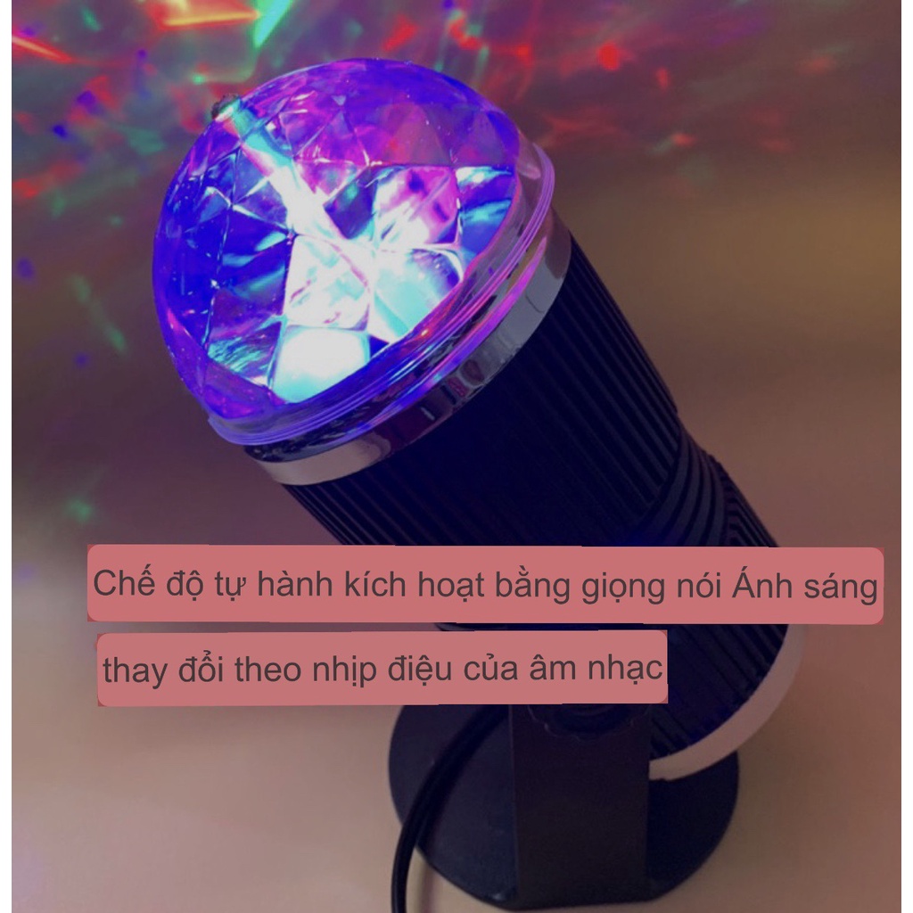 Đèn Led xoay trang trí,đèn trang trí sân khấu trụ xoay mini cảm ứng nhạc nháy 7 màu dùng nguồn 220V DTM Store