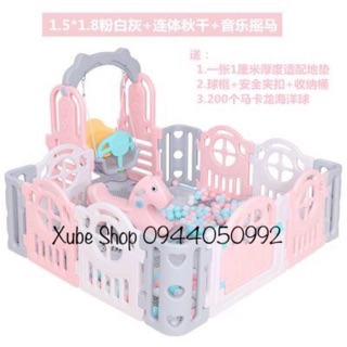 Set quây cũi quây bóng hola + xích đu + ngựa bập bênh nhạc (quà tặng kèm cao cấp)