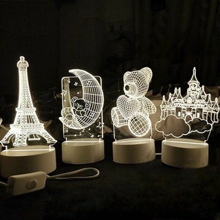 Đèn Ngủ 3D Led nhiều mẫu mã đa dạng - 3 màu Trắng - Vàng Nhạt - Vàng Đậm
