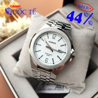 Đồng hồ nam casio 💖freeship💖đồng hồ casio nam mtp-e158d-7avdf mặt trắng dây kim loại