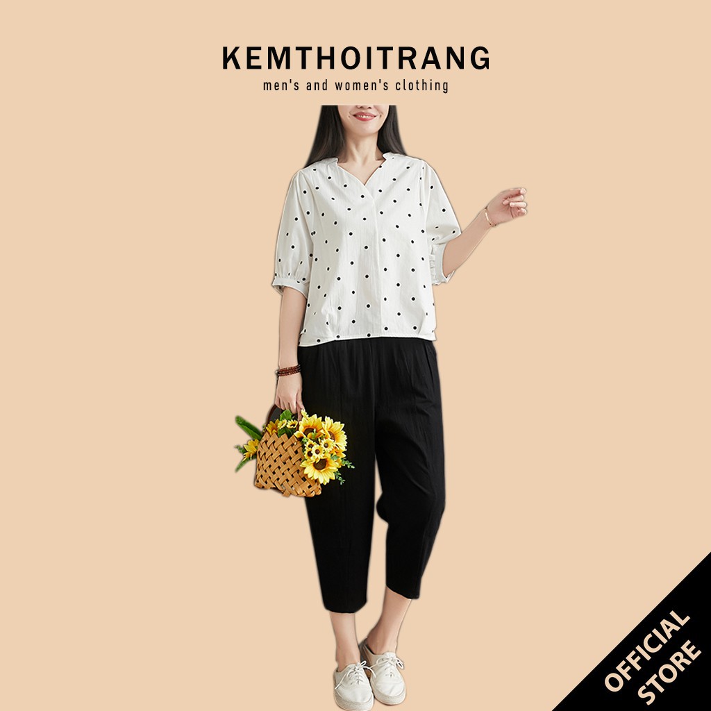 Bộ Đũi Nữ Chấm Bi, From rộng thoải mái, Chất Mát Nhẹ