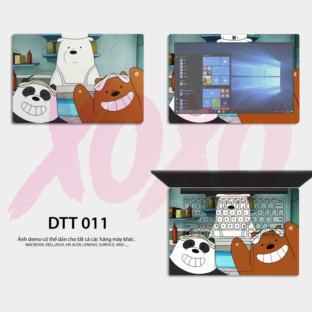 decal dán laptop chống xước mẫu WE BARE BEARS - Decal Dán có cho Dell, Hp, Asus, Lenovo, Acer, MSI, Surface,Vaio, Macboo