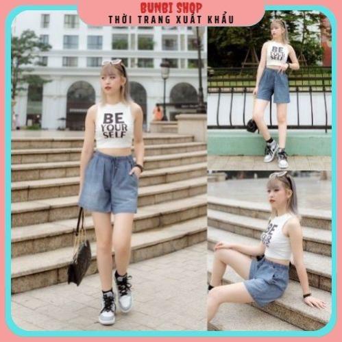 Quần short jean nữ,quần jean việt nam xuất khẩu chất đũi cao cấp siêu mát không nhăn cạp chun thoải mái !