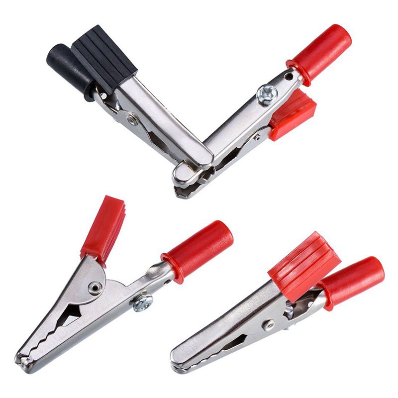 Set 20 đầu kẹp cá sấu 4mm màu đỏ + đen với tay cầm nhựa 45 mm