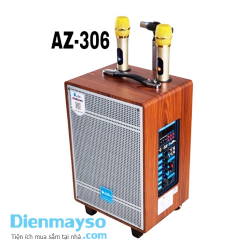 Loa kéo AZPro AZ 306 Loa kéo di động bass 1.5 tấc Tặng kèm 2 micro không dây Công suất 200W