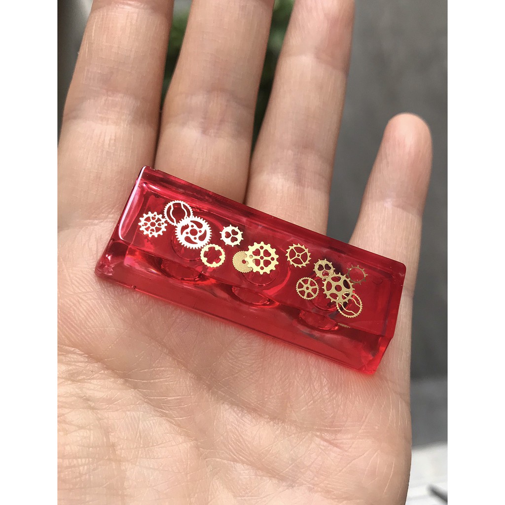 Keycap 2,75u Shift phải steampunk xuyên led màu đỏ - Keycaps bánh răng profile OEM trang trí bàn phím cơ