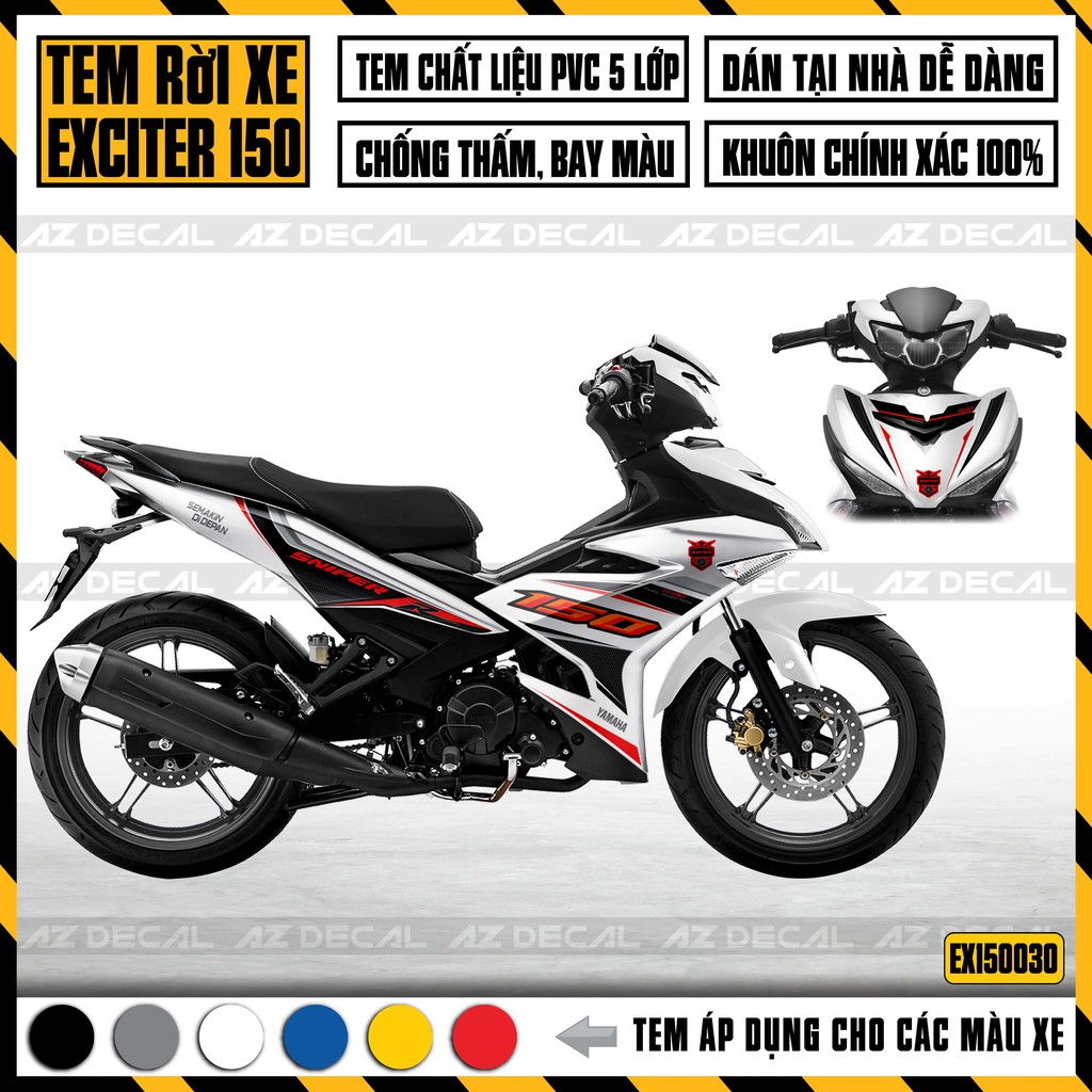 Tem Xe Exciter 150 Mẫu Sniper R | EX15030 | Tem Chế Ex 150 Cao Cấp Chống Nước, Decal Chống Bay Màu