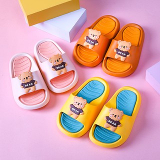 Dép lê trẻ em hình gấu hoạt hình đáng yêu phô mai que cực đẹp đủ size 18-33, êm chân chống trượt bé gái bé trai.