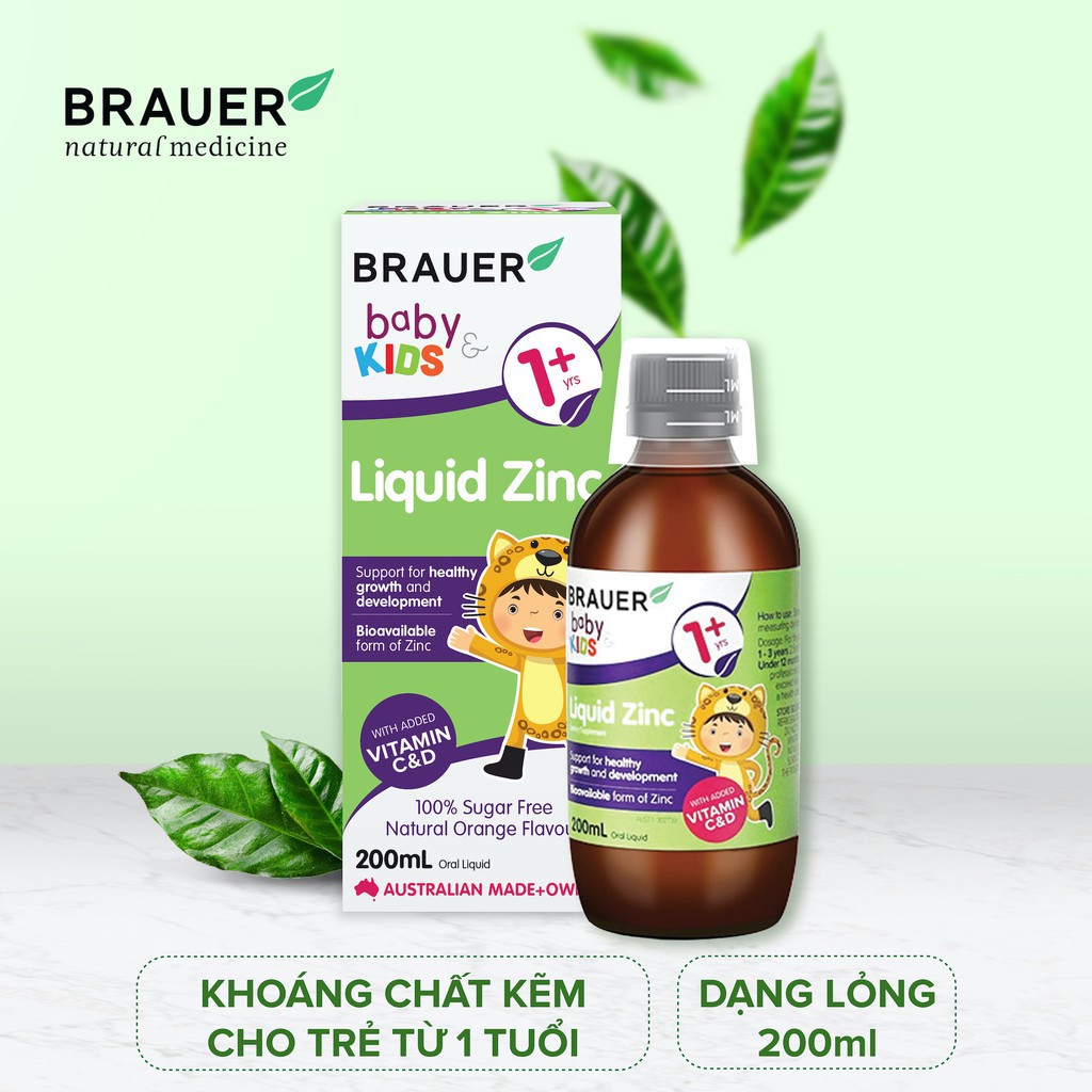 Bổ Sung Kẽm BRAUER KIDS LIQUID ZINC Cho Bé Trên 1 Tuổi 200ml