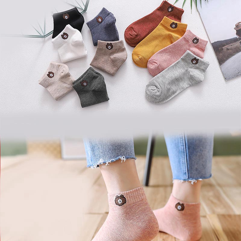 10 Đôi vớ cotton cổ thuyền thoáng khí cho nữ