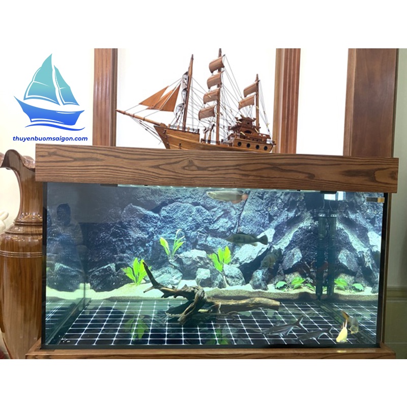 Thuyền gỗ thuận buồm xuôi gió dài 75cm, thuyền buồm phong thủy trang trí phòng làm việc, quà tặng sếp