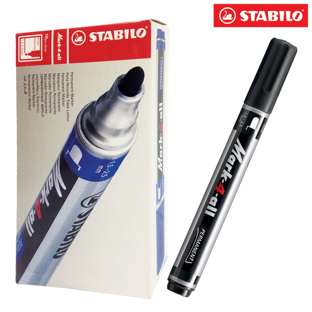 Bộ 3 Bút lông dầu STABILO Mark-4-all PERMANENT xanh + đỏ + đen (MK651-C3A)