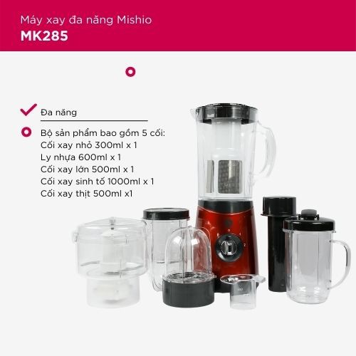 [Mã ELHADEV giảm 4% đơn 300K] Máy xay đa năng nhiều cối Mishio MK285