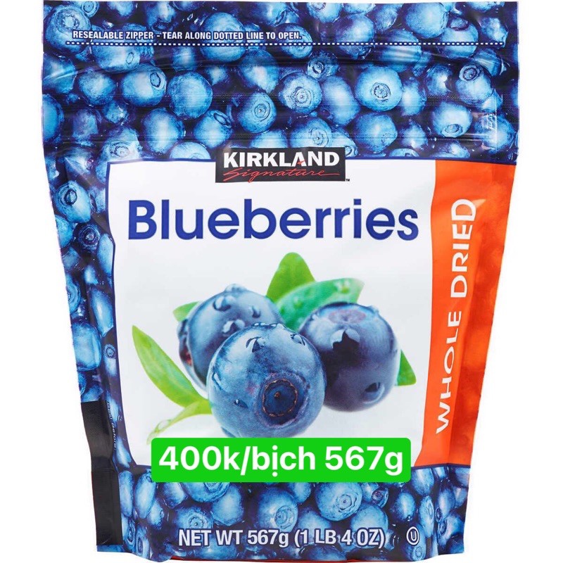 blueberries whole dried - trái việt quất sấy khô 567g của kirkland Mỹ