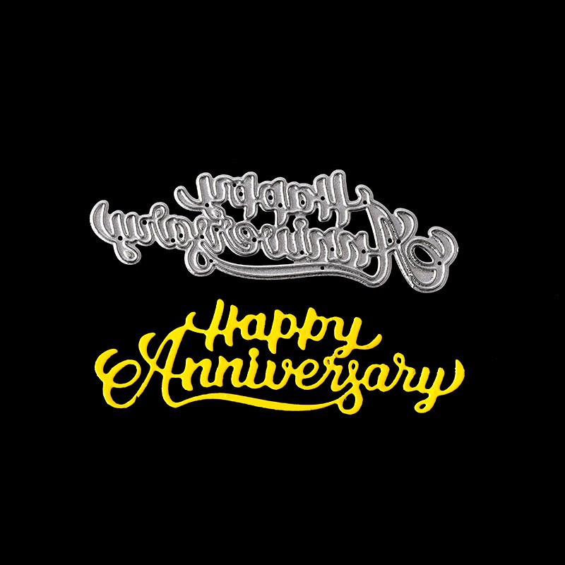 1 Khuôn Cắt Giấy Kim Loại Hình Kỷ Niệm Happy Anniversary