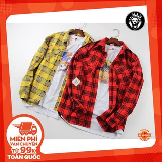 ⚡Xả Kho⚡  Áo sơ mi Flannel - Kẻ đỏ - Kẻ vàng  Xuất Nhật