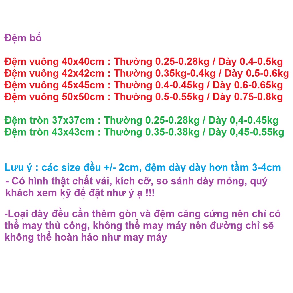 [Mã LIFEHLDEC giảm 10% đơn 99k] ĐỆM NGỒI, GỐI LÓT BỆT SIZE LỚN