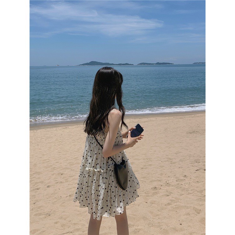 Váy Hai Dây Babydoll Hoa Nhí Đáng Yêu Dáng Lỡ Phong Cách Hàn Quốc, Đầm Tiểu Thư Ulzzang Bèo Nhún Vintage