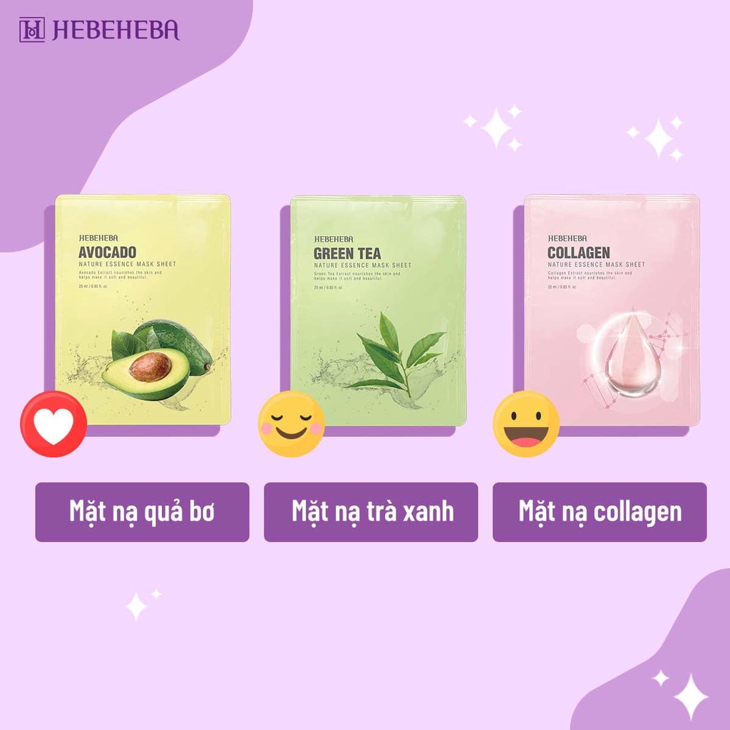 Mặt Nạ Dưỡng Da Chiết Xuất Từ Thiên Nhiên Hebeheba Natural Essence Mask Sheet 25ml