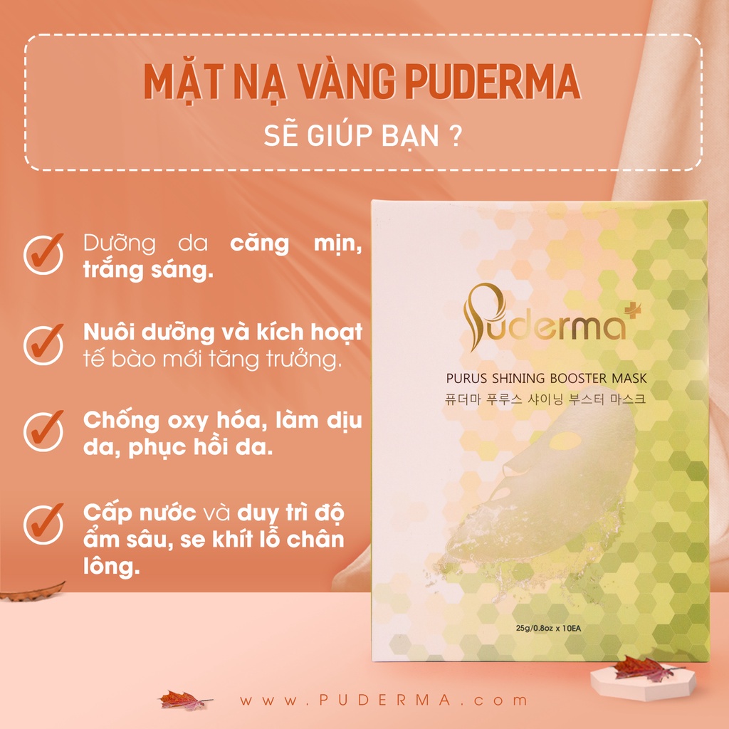 Mặt Nạ Vàng Puderma Cung Cấp Độ Ẩm Và Dưỡng Chất Cho Da, Ngăn Ngừa Nếp Nhăn Cho Da, Làm Mờ Vết Nám, Vết Thâm