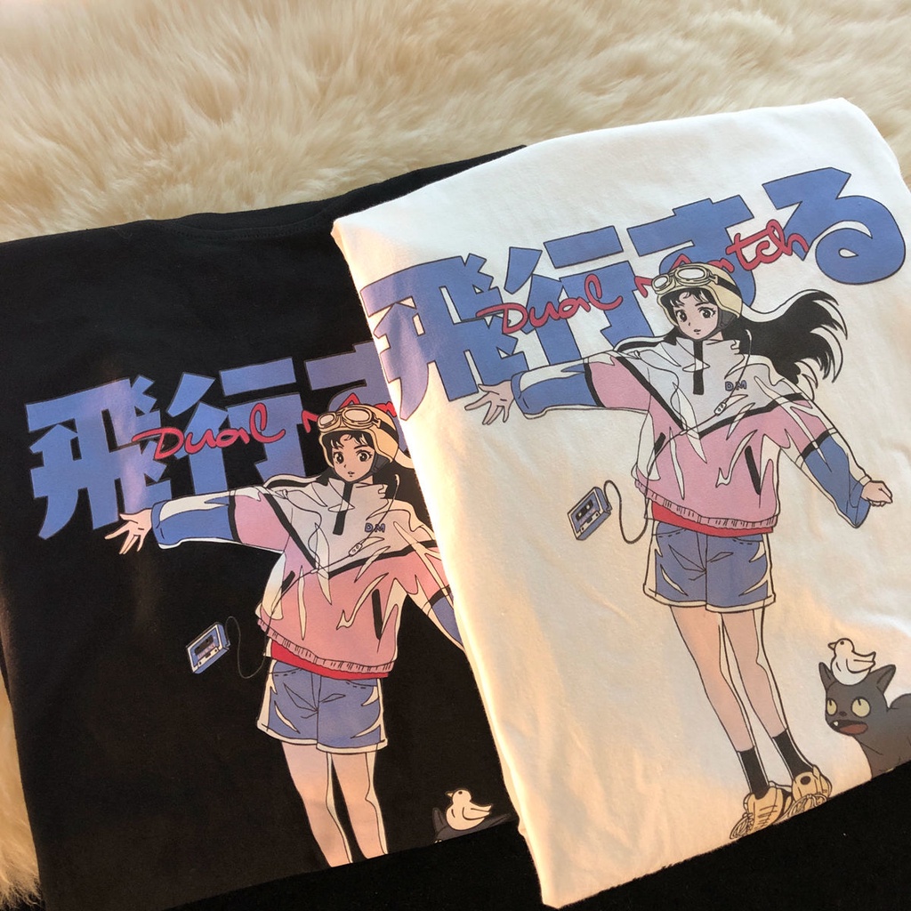 Áo Thun Ngắn Tay In Họa Tiết Dễ Thương Phong Cách Nhật Bản Thời Trang Mùa Hè Cho Nam Và Nữ