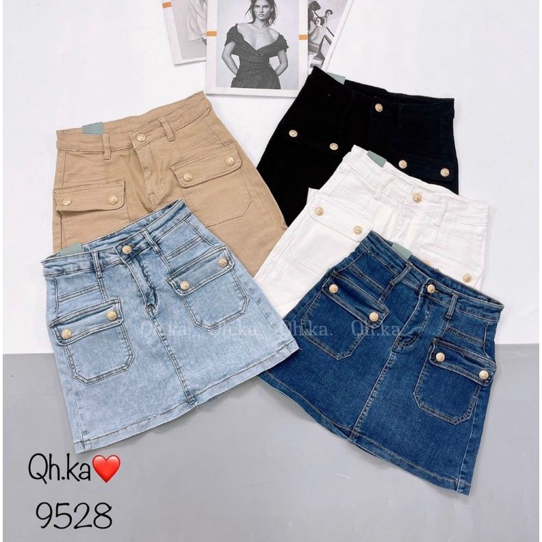 Chân váy jean khuy túi hàng QCL1