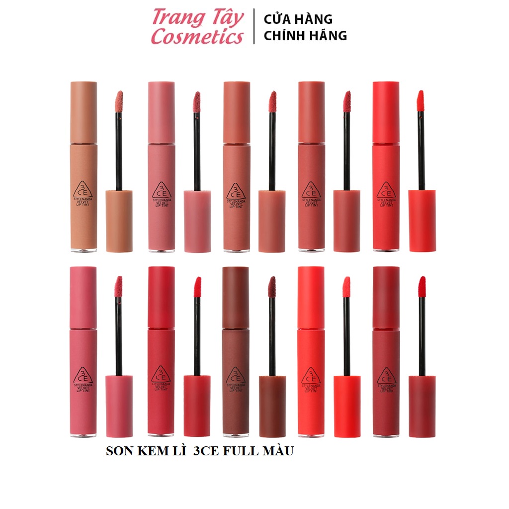[ Chính hãng ] SON KEM LÌ 3CE VELVET LIP TINT full màu
