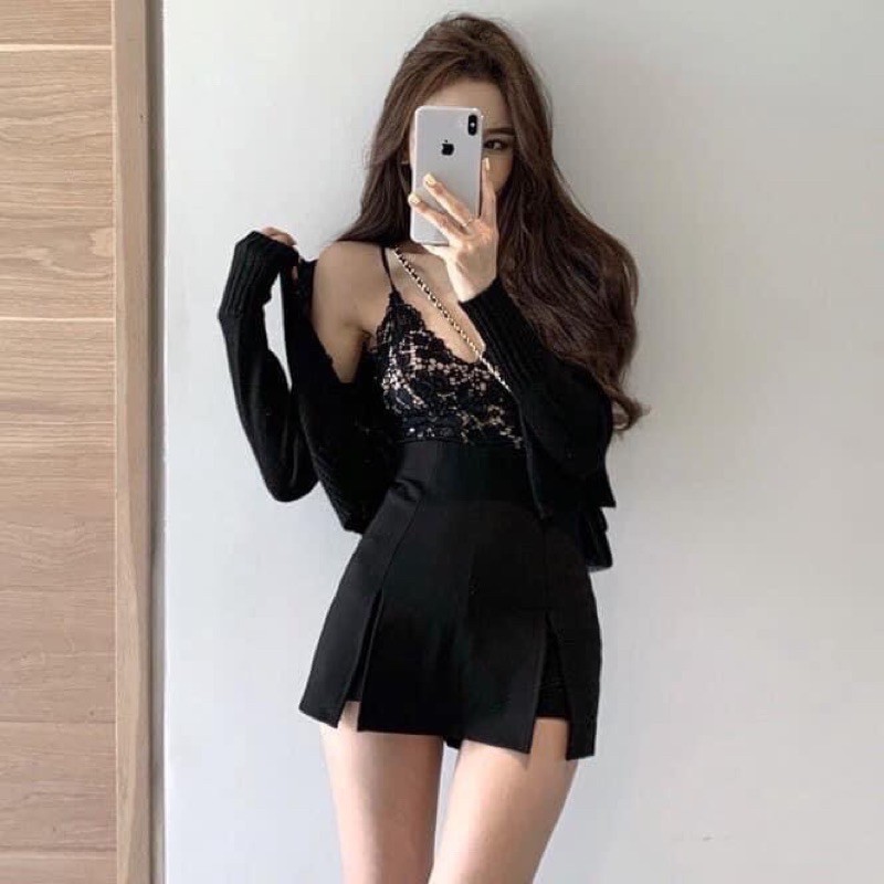 Chân Váy A Xẻ Tà 2 Bên - Chân Váy Ulzzang Chất Dày Dặn | BigBuy360 - bigbuy360.vn