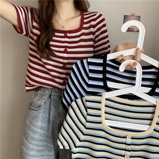 Vuông Có Sẵn Áo Phông Cách Hàn Quốc  Kiểu Nữ Đẹp Thu Đông Nữ Ngắn Tay  Croptop