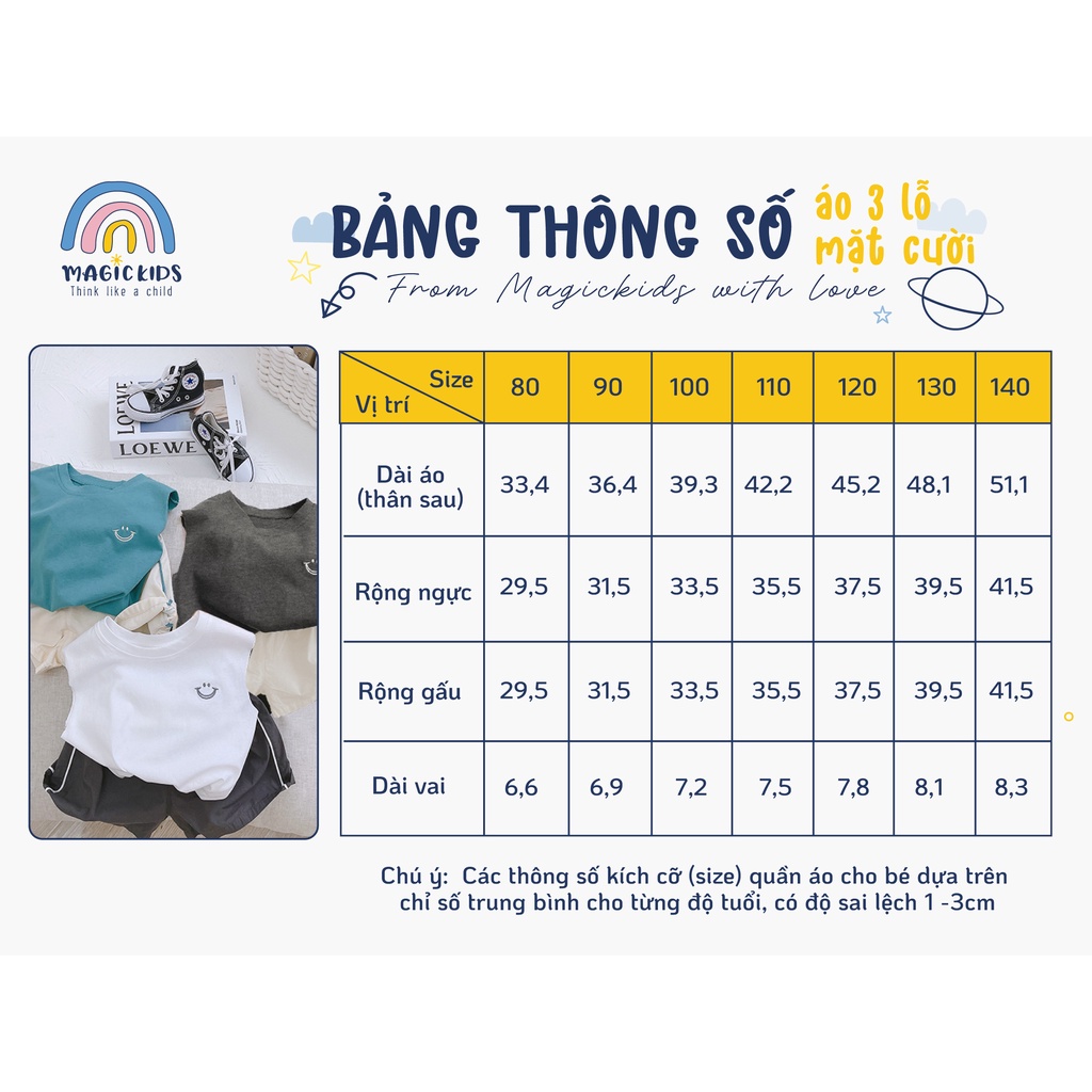 Áo thun ba lỗ bé trai 1 2 3 4 5 6 7 tuổi cotton co giãn thêu mặt cười Magickids Quần áo trẻ em thấm hút mồ hôi AO22032