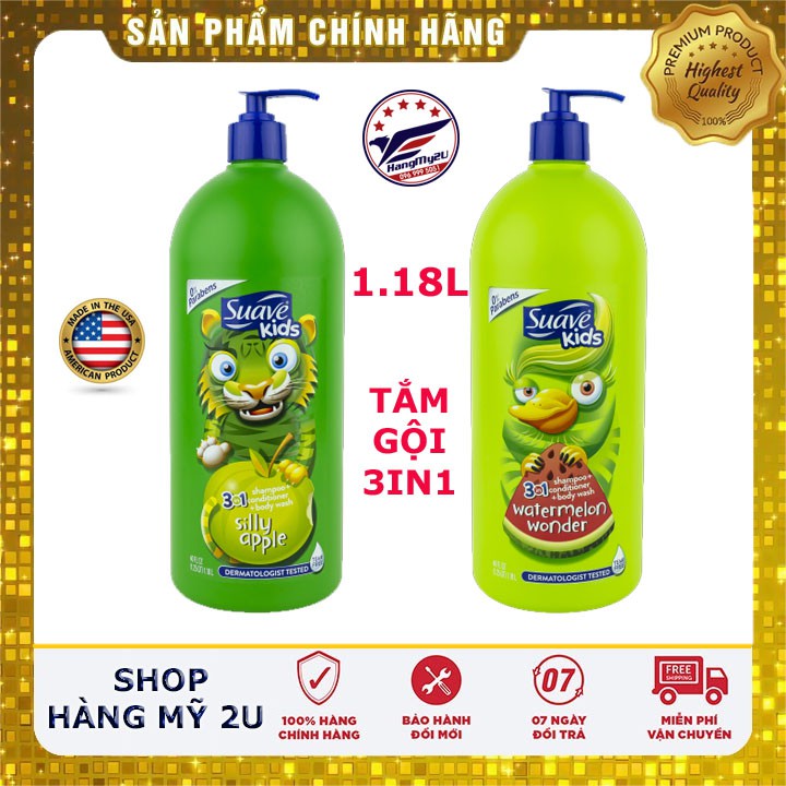Sữa tắm gội Suave Kids 3 in 1 hương dưa hấu USA