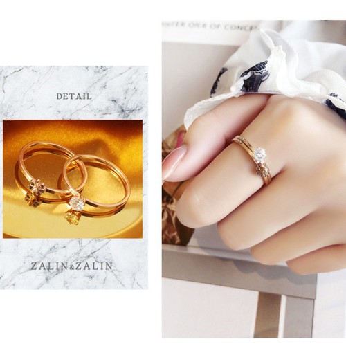 Bộ 2 Chiếc Nhẫn Hoa Cúc Titan Ko Đen TT 3334