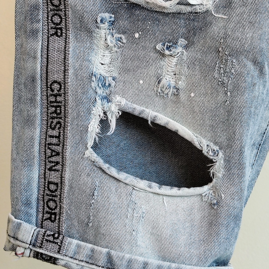 Quần short jean nam rách màu xanh nhạt mài VNXK Pon.mens