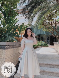 Bigsize Đầm trễ vai kết cườm D393