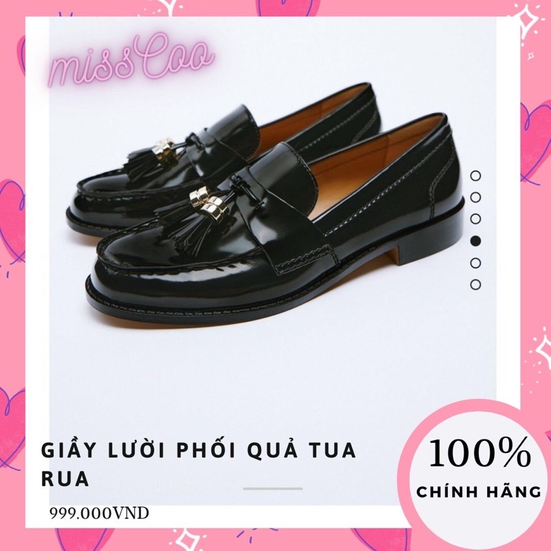 🍒HÀNG CHÍNH HÃNG🍒GIẦY ZARA GIÀY LƯỜI PHỐI QUẢ TUA RUA