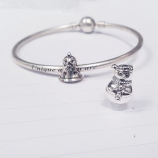 Charm bạc s925 chuông và người tuyết giáng sinh noel