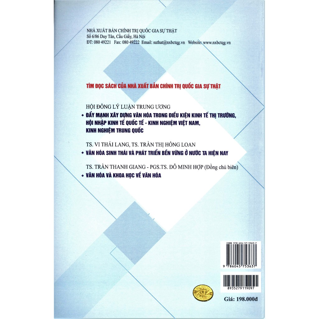 Sách - Văn Hóa Trong Chính Trị Và Văn Hóa Trong Kinh Tế Việt Nam, Một Số Vấn Đề Lý Luận Và Thực Tiễn | BigBuy360 - bigbuy360.vn