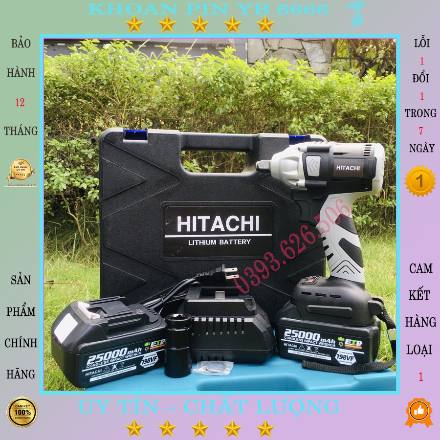 Máy Khoan Pin - Siết Bulong Hitachi 3 chức năng khoan bắn vít siết ốc, lõi đông k chổi than, sử dụng an toàn tiện lợi