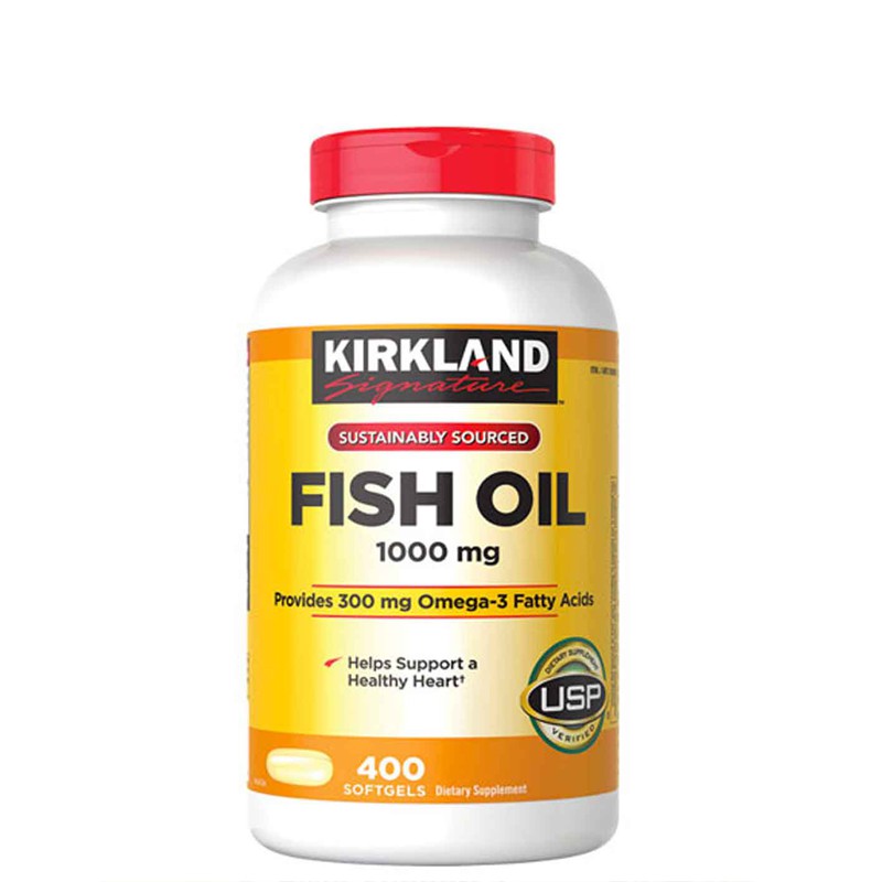 Viên Uống Dầu Cá Kirkland Fish Oil 1000mg Hộp 400 Viên Của Mỹ