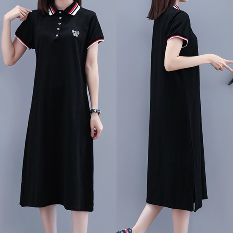 Đầm thun cotton suông Polo, ngắn tay, hàng chính hãng, dáng dài trùm gối (45kg-80kg) | WebRaoVat - webraovat.net.vn