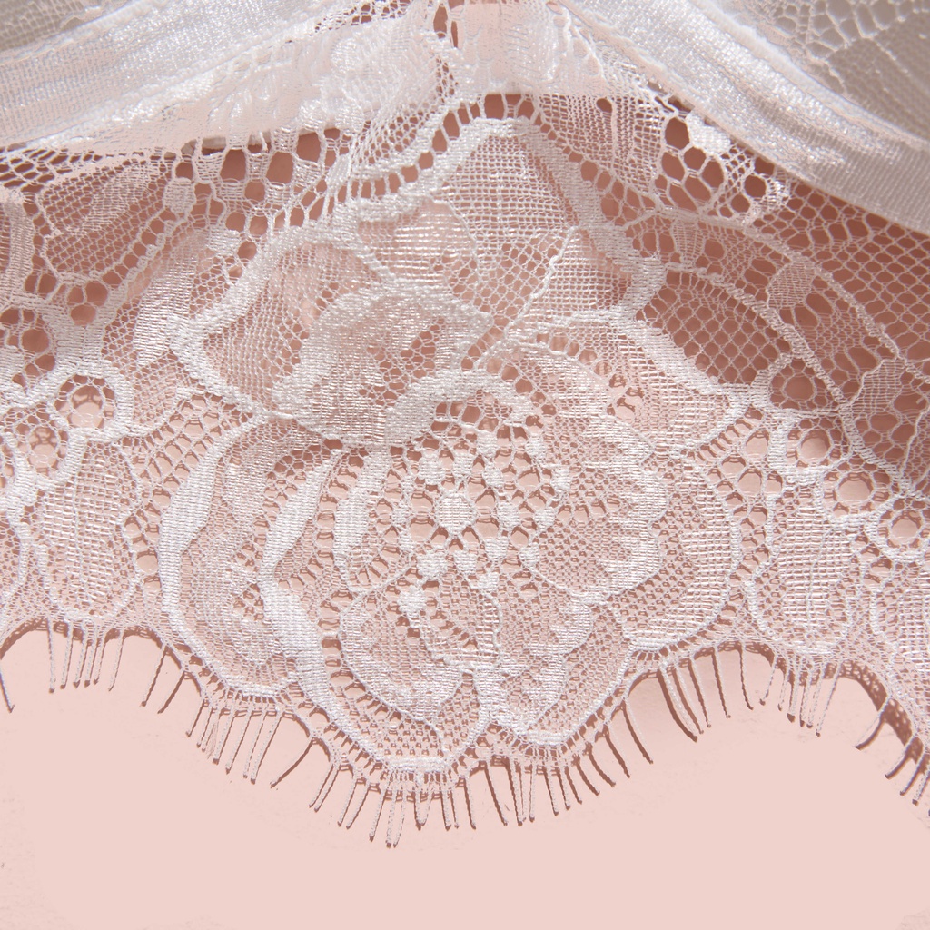 Áo Bralette không gọng mút mỏng kết hợp chân ren sexy, gợi cảm, sang trọng ren hoa trắng lông mi Mebra A037