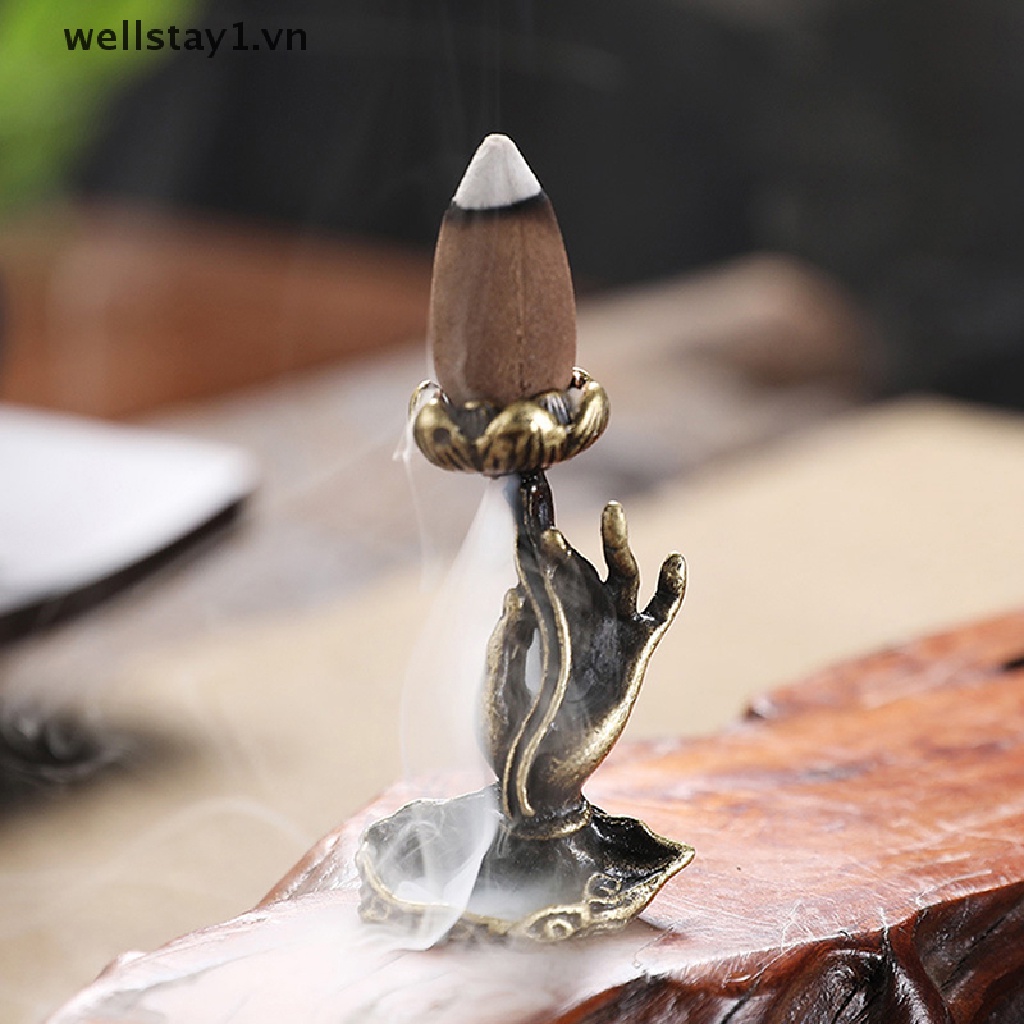 Lư Hương Bằng Đồng Nguyên Chất Hình Bàn Tay Phật Và Hoa Sen