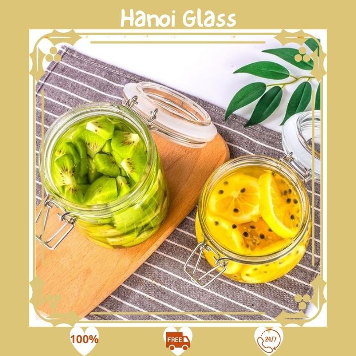 Hũ thuỷ tinh nắp cài 🌻 1000ml 🌻 nắp thuỷ tinh doăng cao su khoá inox kín ngâm mật ong quả đồ khô [ RẺ VÔ ĐỊCH ]